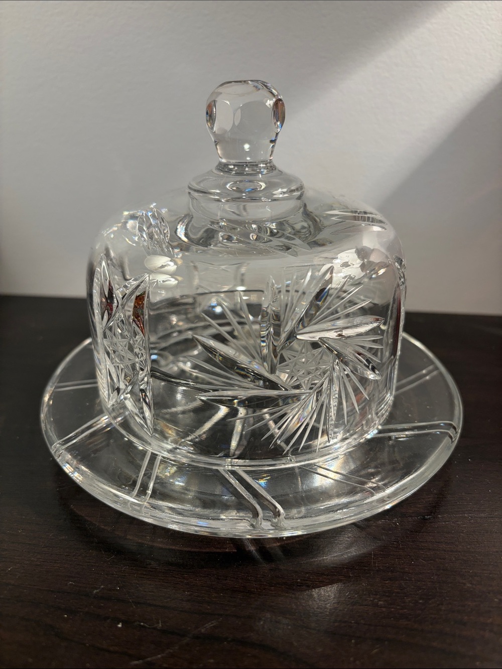 Vintage Cut Crystal Butter Dish with Lid - Clear Glass